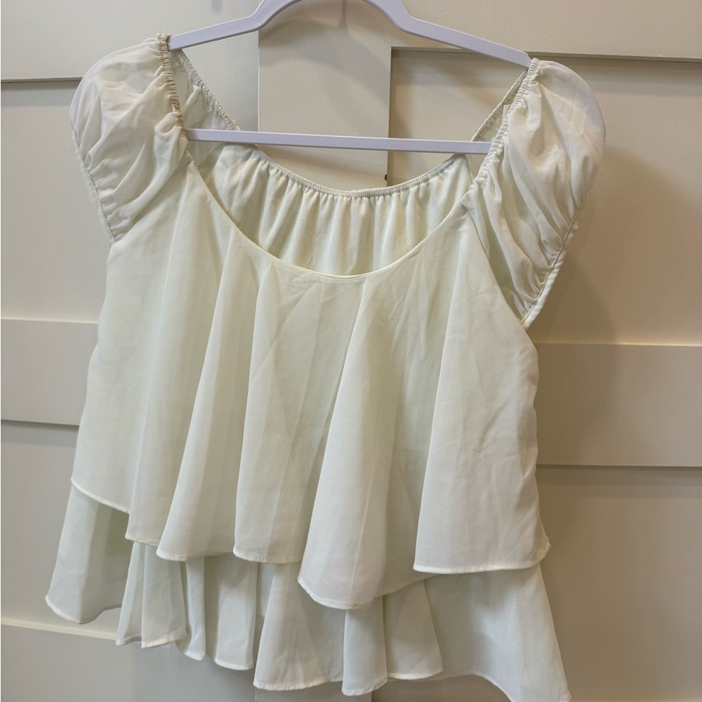 Vintage Elegant Cream Women's Top